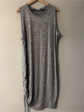 Ava & Viv Gray Sleeveless Ruched Side Tank Dress | 1X